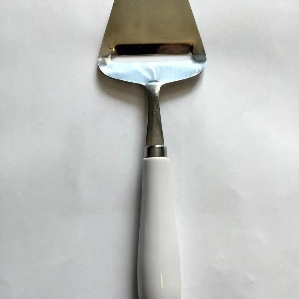 Vintage 80s Set of 3 Cheese Knives with White Ceramic Handles